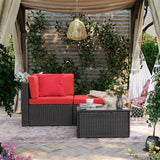 Devoko Outdoor Sectional Sofa PE Rattan Patio Furniture Sets with Cushions and Table