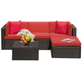 Devoko 5 Piece Patio Furniture Set, All-Weather PE Wicker Sectional Sofa Outdoor Furniture, Garden, Backyard