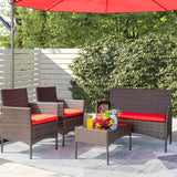 Devoko 4 Pieces Outdoor Patio Conversation Set PE Rattan Wicker Furniture Set