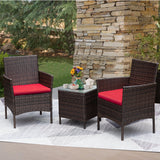 Devoko Patio Conversation Set Outdoor Furniture Set PE Rattan Set of 3