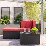 Devoko Outdoor Sectional Sofa PE Rattan Patio Furniture Sets with Cushions and Table