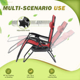 Devoko Set of 2 Outdoor Casual Adjustable Zero Gravity Chair with Pillow and Cup Holder