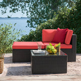 Devoko Outdoor Sectional Sofa PE Rattan Patio Furniture Sets with Cushions and Table