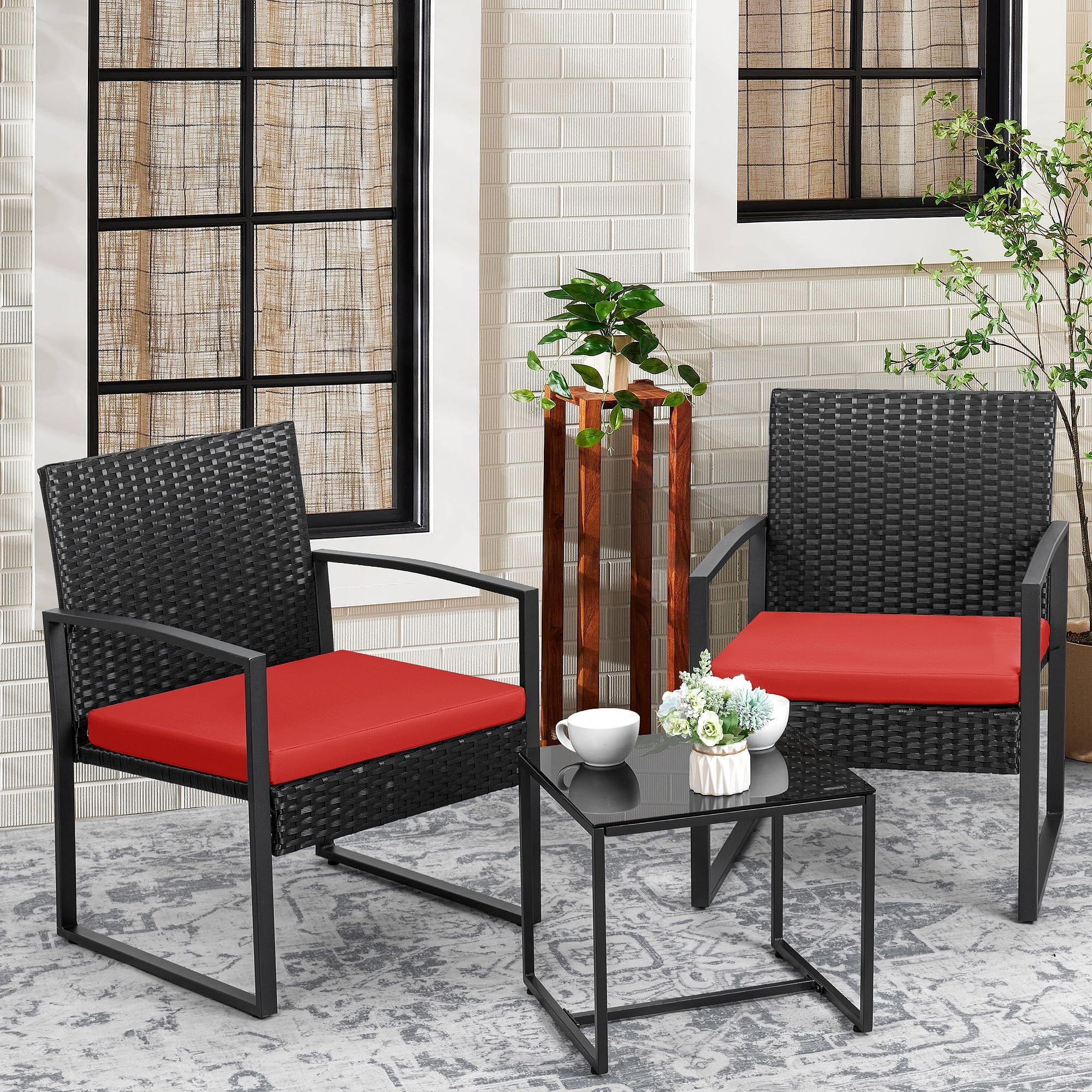 Devoko 3 Pieces Clearance Outdoor Patio Conversation Set Outdoor Bistr