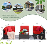 Devoko Patio Furniture Sets 6 Pieces Outdoor Sectional Rattan Sofa Manual Weaving Wicker Patio Conversation Set with Glass Table and Cushion (Beige)