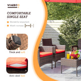 Devoko 4 Pieces Outdoor Patio Furniture Sets Conversation Sets Rattan Chair Wicker Sets with Cushioned Tempered Glass