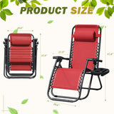 Devoko Set of 2 Outdoor Casual Adjustable Zero Gravity Chair with Pillow and Cup Holder