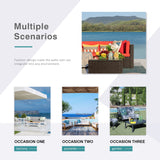 Devoko 5 Pieces Outdoor Patio Furniture Sets Wicker Sectional Sofa PE Rattan Conversation Sets