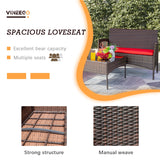 Devoko 4 Pieces Outdoor Patio Furniture Sets Conversation Sets Rattan Chair Wicker Sets with Cushioned Tempered Glass