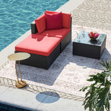 Devoko Outdoor Sectional Sofa PE Rattan Patio Furniture Sets with Cushions and Table