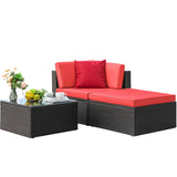 Devoko Outdoor Sectional Sofa PE Rattan Patio Furniture Sets with Cushions and Table