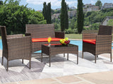 Devoko 4 Pieces Outdoor Patio Conversation Set PE Rattan Wicker Furniture Set