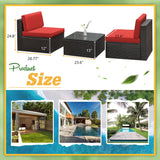 Devoko 3 Pieces Small Patio Conversation Set Outdoor Polyester Bistro Set with All Weather Cushions