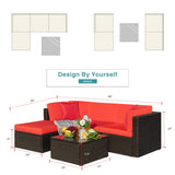 Devoko 5 Pieces Outdoor Patio Furniture Sets Wicker Sectional Sofa PE Rattan Conversation Sets