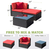 Devoko Outdoor Sectional Sofa PE Rattan Patio Furniture Sets with Cushions and Table