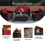 Devoko 4 Pieces Patio Furniture Set Outdoor Furniture Set Rattan Conversation Sofa Set with Coffee Table