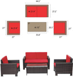 Devoko 4 Pieces Patio Furniture Set Outdoor Furniture Set Rattan Conversation Sofa Set with Coffee Table