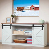 Devoko Sliding Barn Door TV Stand, Storage Space with Adjustable Divider for TVs up to 70 "