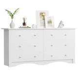 Vineego Rustic Modern Chest of 6 Drawers,Extra Wide Double Dresser for Master Bedroom or Nursery Storage
