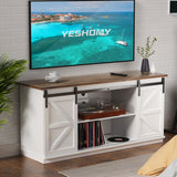 Devoko TV Cabinet and Entertainment Center, Available for 32-65 Inch TVS with Sliding Storage Doors and Lockers, Living Room Media Furniture, 58 Inches Long