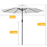 Devoko 10ft Patio Market Umbrella Outdoor Shade with Push Tilt and Crank Lift 8 Ribs