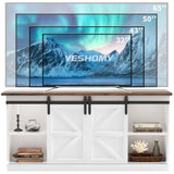 Devoko TV Cabinet and Entertainment Center, Available for 32-65 Inch TVS with Sliding Storage Doors and Lockers, Living Room Media Furniture, 58 Inches Long