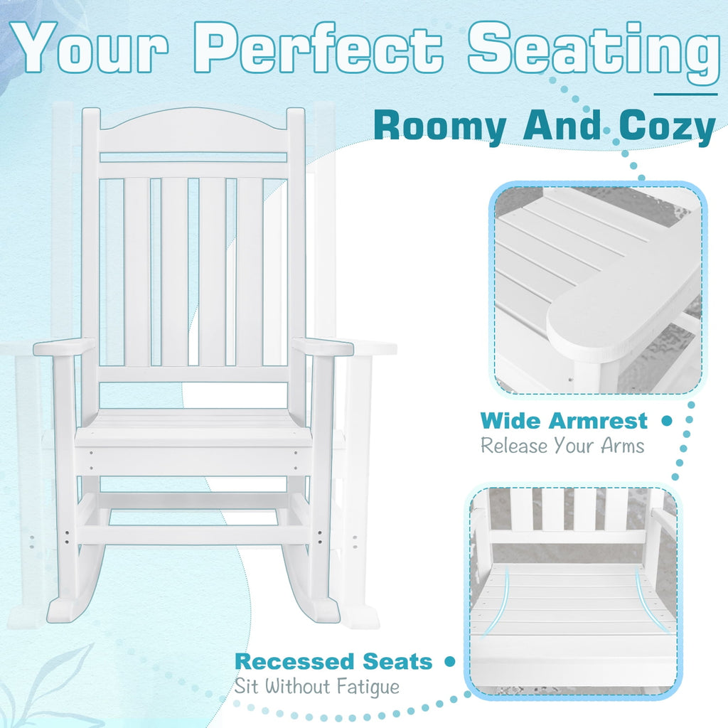 Devoko Outdoor Rocking Chair Presidential Rocker HDPE, Stainless steel