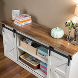 Devoko Sliding Barn Door TV Stand, Storage Space with Adjustable Divider for TVs up to 70 "