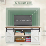 Devoko Sliding Barn Door TV Stand, Storage Space with Adjustable Divider for TVs up to 70 "