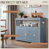 Vineego Sideboard Cabinet Weatherproof Acacia Wood Cabinet with Double Door Used for indoor Outdoor Storage, Kitchen, Buffet Cabinet,Gray
