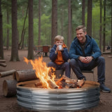 Devoko Outdoor Wood Burning Fire Ring Patio Fire Pit Galvanized Garden Bed for Camping Backyard Planting