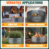 Devoko Outdoor Wood Burning Fire Ring Patio Fire Pit Galvanized Garden Bed for Camping Backyard Planting