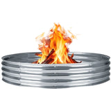 Devoko Outdoor Wood Burning Fire Ring Patio Fire Pit Galvanized Garden Bed for Camping Backyard Planting