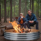 Devoko Outdoor Wood Burning Fire Ring Patio Fire Pit Galvanized Garden Bed for Camping Backyard Planting