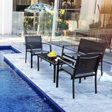 Vineego 4 Pieces Patio Furniture Outdoor furniture Outdoor Patio Furniture Set Textilene Bistro Set Modern Conversation Set Black Bistro Set with Loveseat Tea Table for Home, Lawn and Balcony (Black)