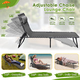 Vineego Foldable Lounge Chaise 12 inch High 5-Position Adjustable Patio Lounge Chair Beach Pool Chaise,Black