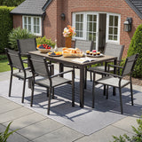 Vineego 7 Pieces Patio Dining Set Outdoor Furniture Set 6 Stackable Textilene Armchairs with Rectangular Table