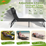 Vineego Foldable Lounge Chaise 12 inch High 5-Position Adjustable Patio Lounge Chair Beach Pool Chaise,Black