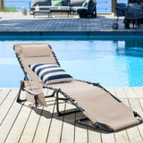 Devoko Foldable Lounge Chaise 12 inch High 5-Position Adjustable Patio Lounge Chair Beach Pool Chaise