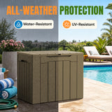 Devoko 31 Gallon Small Deck Box, Lockable Resin Patio Outdoor Storage Box, Weatherproof Outside Storage Bin for Patio Cushions, Garden Tools, Pool Supplies
