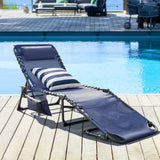 Devoko Foldable Lounge Chaise 12 inch High 5-Position Adjustable Patio Lounge Chair Beach Pool Chaise