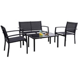 Vineego 4 Pieces Patio Furniture Outdoor furniture Outdoor Patio Furniture Set Textilene Bistro Set Modern Conversation Set Black Bistro Set with Loveseat Tea Table for Home, Lawn and Balcony (Black)