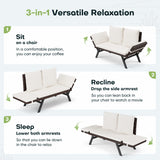 Devoko Patio Wicker Daybed with Adjustable Armrest, Outdoor PE Rattan Sofa Bed for All-Weather Use
