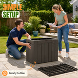 Devoko 31 Gallon Small Deck Box, Lockable Resin Patio Outdoor Storage Box, Weatherproof Outside Storage Bin for Patio Cushions, Garden Tools, Pool Supplies