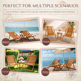 Vineego 3 Pieces Wood Patio Bistro Set Chaise Lounge , Outdoor Folding Acacia Furniture Set
