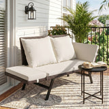 Devoko Patio Wicker Daybed with Adjustable Armrest, Outdoor PE Rattan Sofa Bed for All-Weather Use