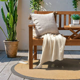 Devoko Patio Acacia Wood Bench Loveseat with a Folding Table, Outdoor Wood Porch Chair for 2 Persons for Garden and Backyard