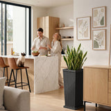 Devoko 2 Pack 24" Tall Outdoor Plastic Planters with Removable Inner Pots, UV Resistant Faux Wicker Rattan Patio Planters, Large Tapered Design for Balcony Garden Living Room, Black
