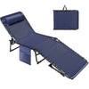 Vineego Foldable Lounge Chaise 12 inch High 5-Position Adjustable Patio Lounge Chair Beach Pool Chaise,Black