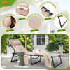 Vineego Foldable Lounge Chaise 12 inch High 5-Position Adjustable Patio Lounge Chair Beach Pool Chaise,Biege
